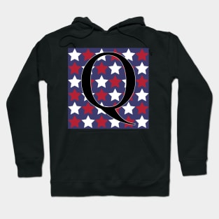 Old Glory Letter Q Black on Star Fill Hoodie